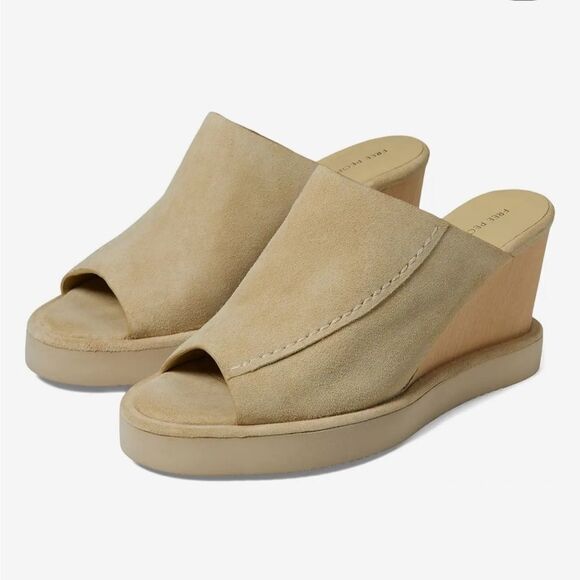 Free People Running In Wedges Suede Platform Sandals in Cafe Tan NIB size 7.5 - Picture 1 of 14